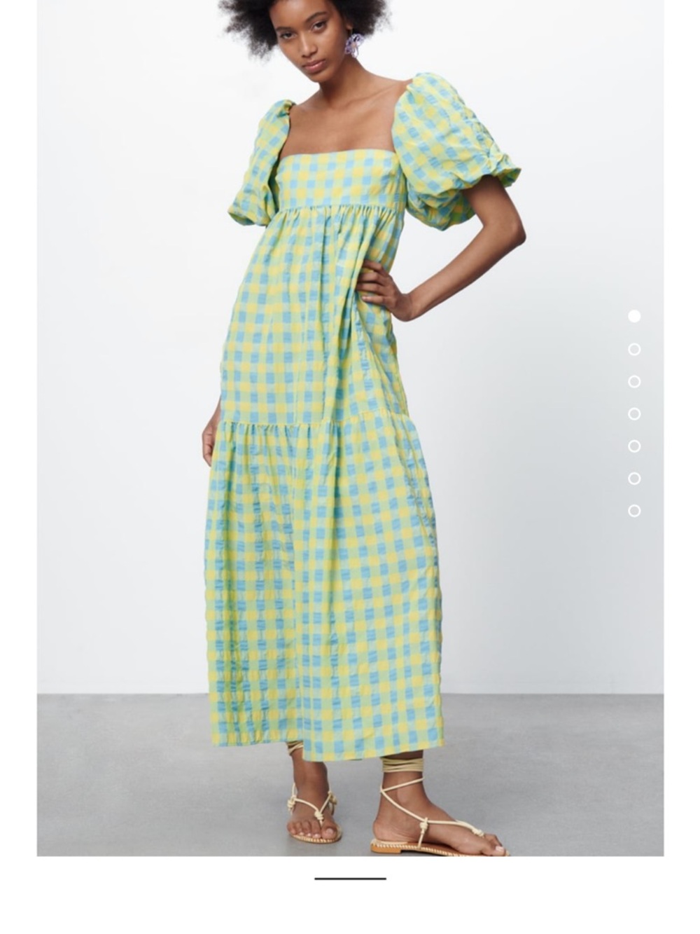 Zara Yellow and Light Blue Gingham Maxi Dress